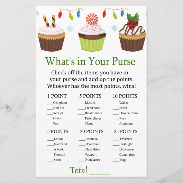 Lámina navidades quequitos ¿Qué hay en tu bolso? (Anverso)