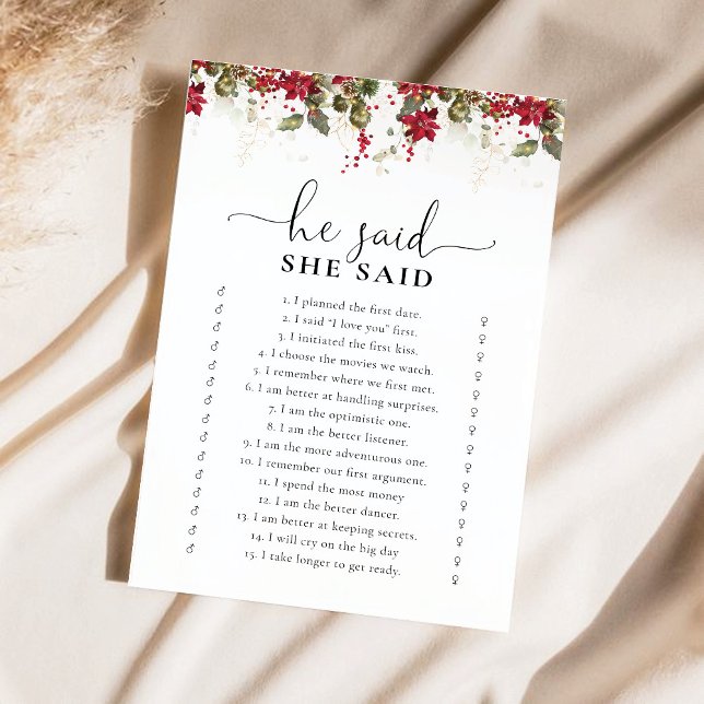 Lámina Navidades Red Poinsettia Bridal Shower Game (Subido por el creador)