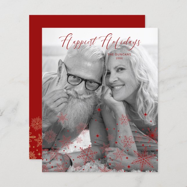 Lámina Navidades rojos baratos copos de nieve vacaciones  (Anverso / Reverso)