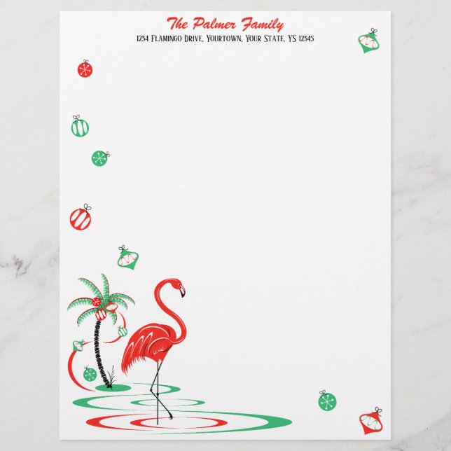 Lámina Navidades rojos Flamingo Baubles Textos (Anverso)