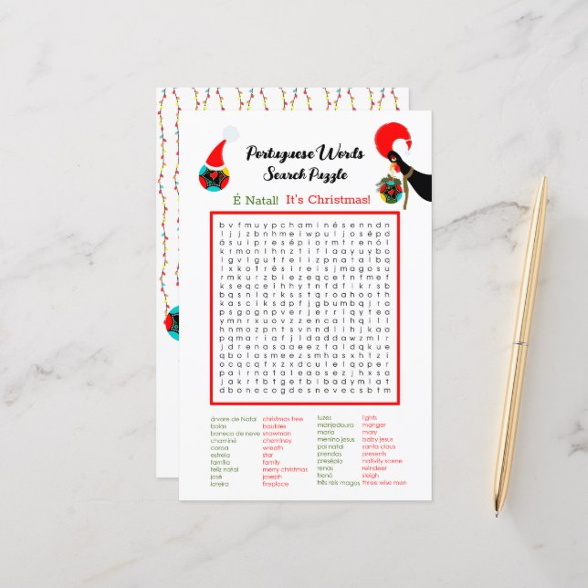 Lámina Navidades Rompecabezas portugués de búsqueda de pa (Anverso/Reverso In Situ)