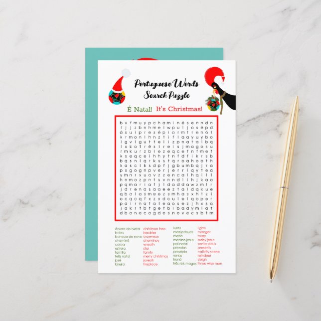 Lámina Navidades Rompecabezas portugués de búsqueda de pa (Anverso/Reverso In Situ)