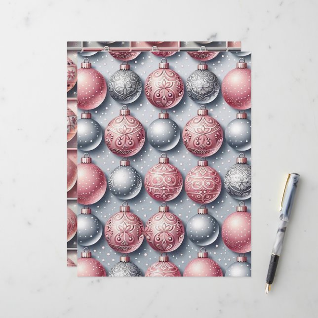 Lámina Navidades rosados y plateados bautizan papel de cu (Anverso/Reverso In Situ)
