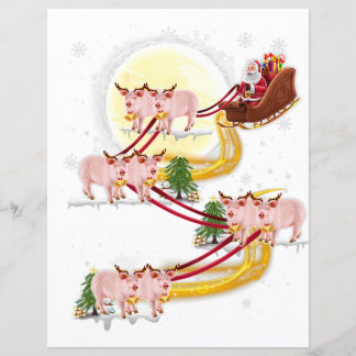 Lámina navidades santa claus cabalgando niños chicas