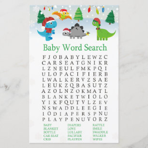 Lámina Navidades Santa dinosaur Baby Shower Word Search