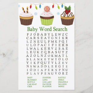 Lámina navidades se apoderan de Baby Shower Word Search G