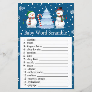 Lámina Navidades Snowman Baby juego de la palabra scrambl