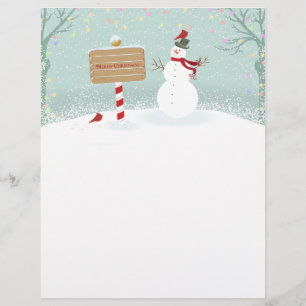 Lámina Navidades Snowman North Pole Letterhead
