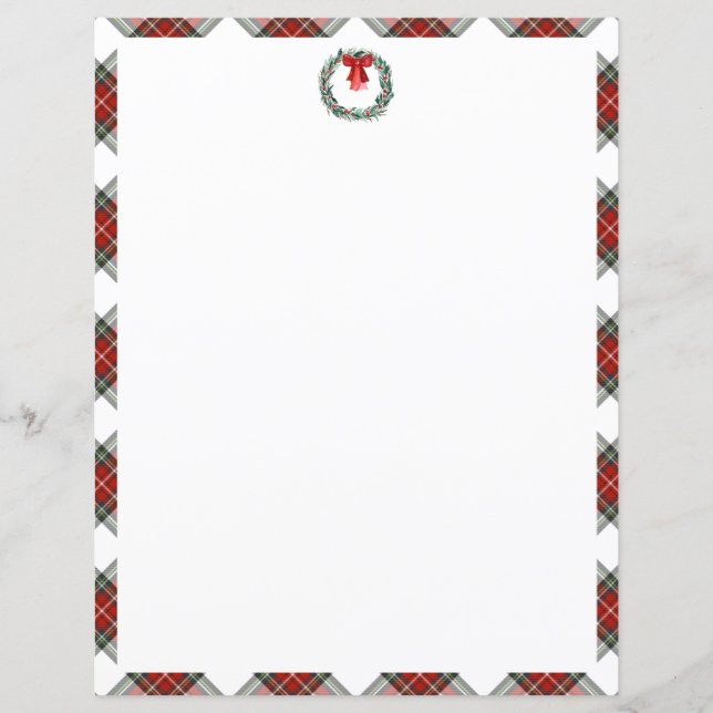 Lámina Navidades Tartán Plaid Wreath Bow StationPaper (Anverso)