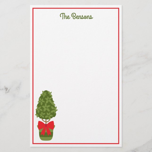 Lámina Navidades Topiary Personalized Stationery (Anverso)