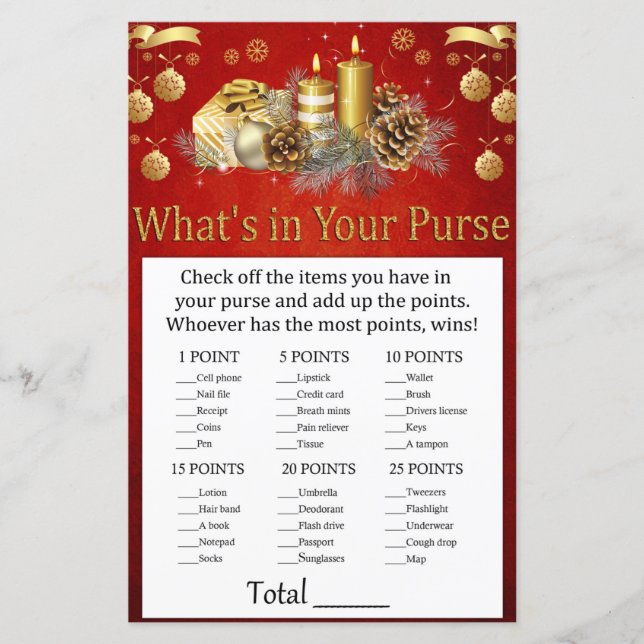 Lámina Navidades velas ¿Qué hay en tu bolso? (Anverso)