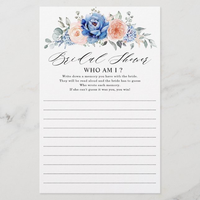 Lámina Navy Blue Slate Dusty Rubor Quién Soy Yo Juego (Anverso)