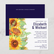 Navy Blue Sunflowers Boda Presupuesto moderno
