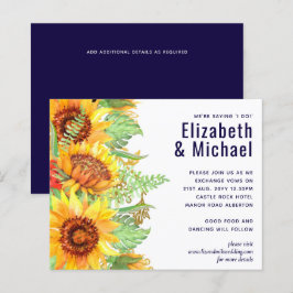 Lámina Navy Blue Sunflowers Boda Presupuesto moderno
