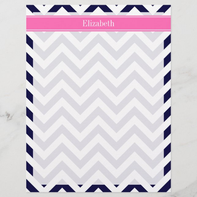 Lámina Navy Lg Chevron HotPink2 Quatrefoil Nombre Monogra (Anverso)
