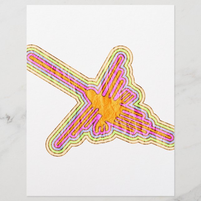 Lámina Nazca Lines Hummingbird Con Efecto De Papel Arruga (Anverso)