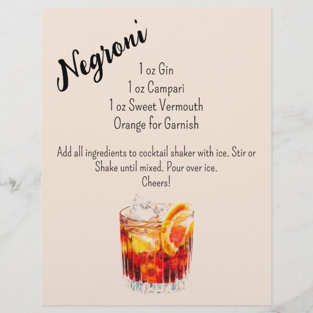 Lámina Negroni Bar Cart Rótulo (Anverso)