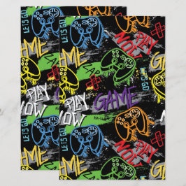 Lámina Neon Graffiti Gaming Pattern