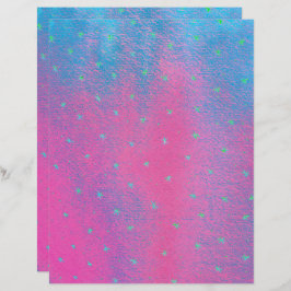 Lámina Neon Green Stars Pink Blue Purpurina Look Scrapboo