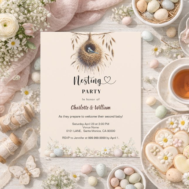 Lámina Nesting party bird spring baby shower invitation (Subido por el creador)