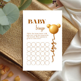 Lámina Neutral Gold Teddy Balloon Baby Bingo