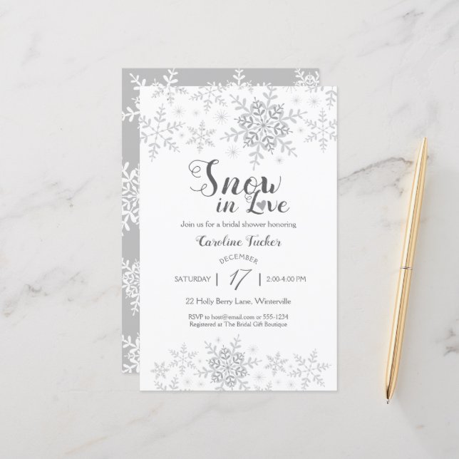 Lámina Nieve de invierno en ducha de novias enamorada (Anverso/Reverso In Situ)