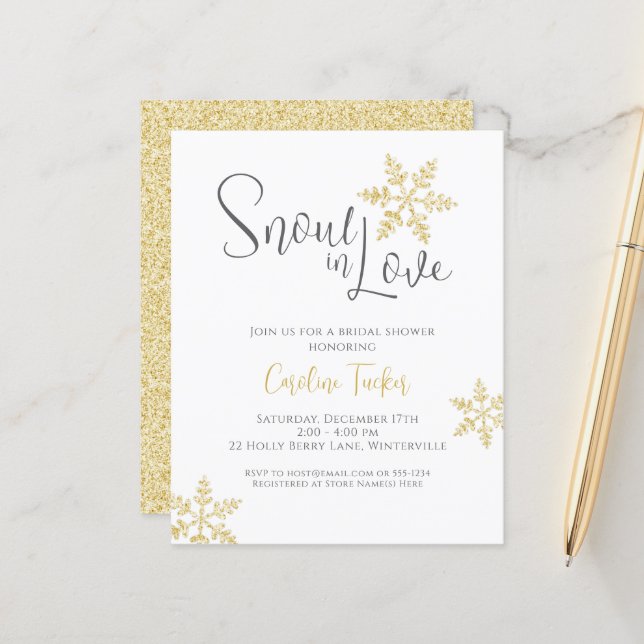 Lámina Nieve en amor Invitación a ducha de novia con copo (Anverso/Reverso In Situ)