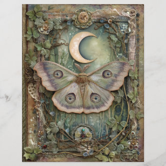 Lámina Night Moon Moth Junk Journal Scrapbook Paper