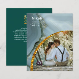 Lámina NIKAH - FOTO Verde azulada de oro del Boda Budget 