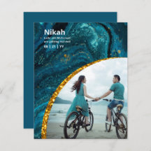 NIKAH - FOTO Verde azulada de oro del Boda Budget 