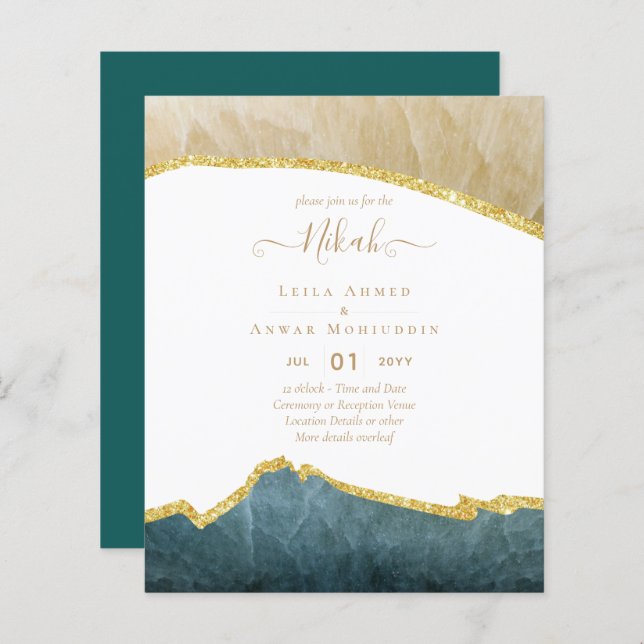 Lámina NIKAH - Invitaciones a la boda de la Agate Gold BU (Anverso / Reverso)