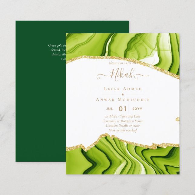Lámina NIKAH - Invitaciones a la boda de la Agate Gold BU (Anverso / Reverso)