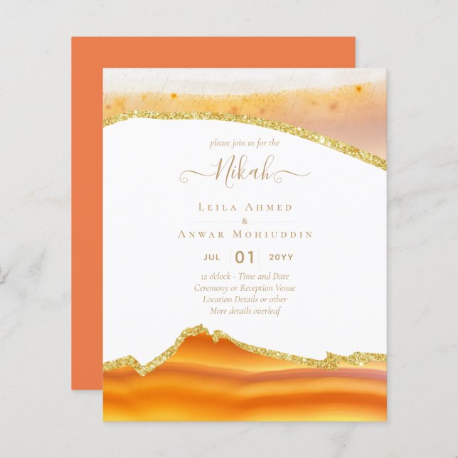 Lámina NIKAH - Invitaciones a la boda de la Agate Gold BU (Anverso / Reverso)