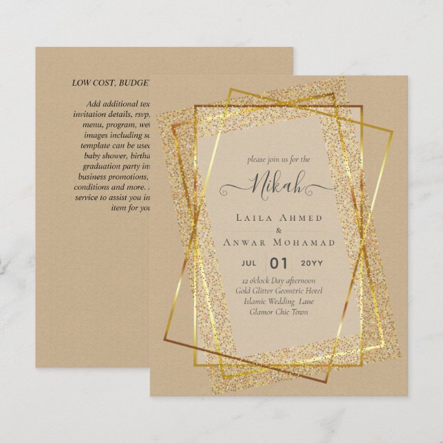 Lámina NIKAH - Invitaciones PRESUPUESTARIAS - Marco Purpu (Anverso / Reverso)