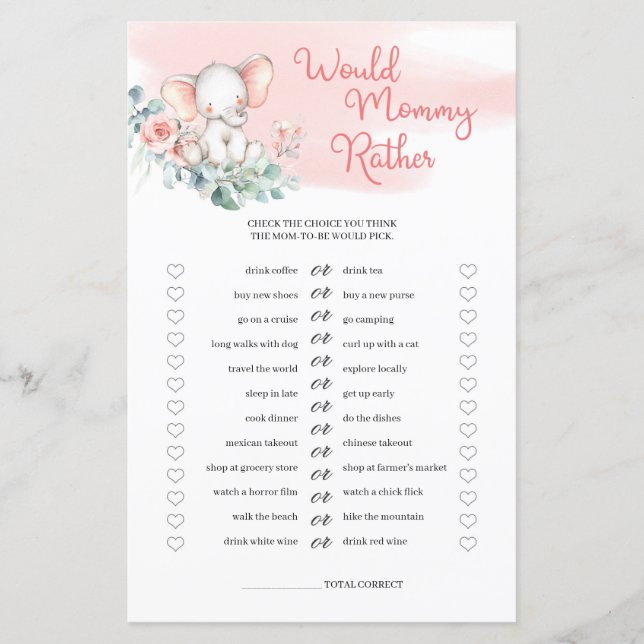 Lámina Niña linda elefante mami preferiría (Anverso)