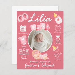 Lámina Niña pequeña linda Nacida Estrellas Pink Newborn M