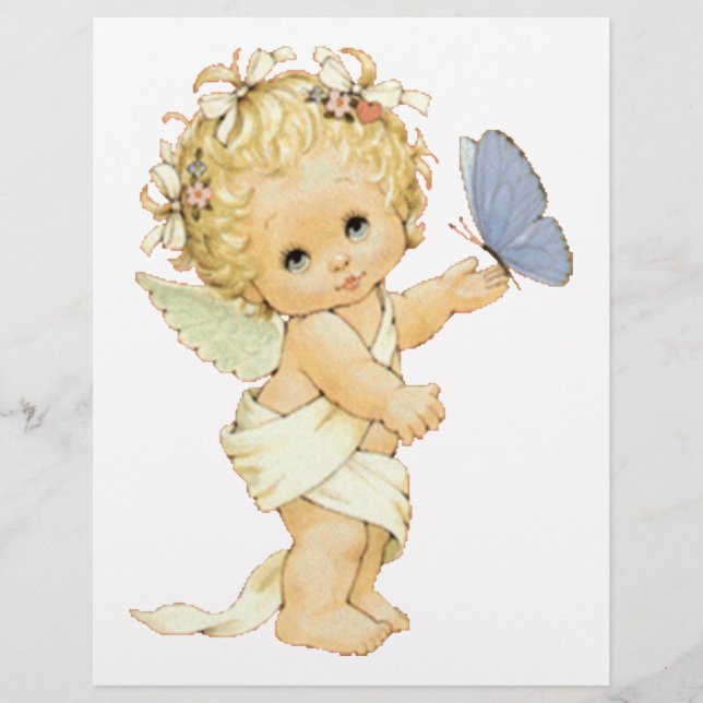 Lámina Niño Ángel rubio con una mariposa. (Anverso)