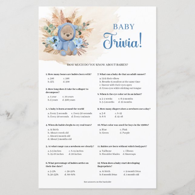 Lámina Niño tropical oso de peluche pampas pasto bebé Tri (Anverso)