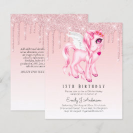 Lámina Niños con presupuesto invitan a unicornio rosa