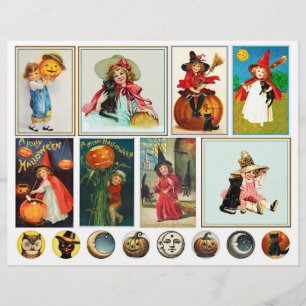 Lámina Niños de Halloween de época genuinos (no de IA)