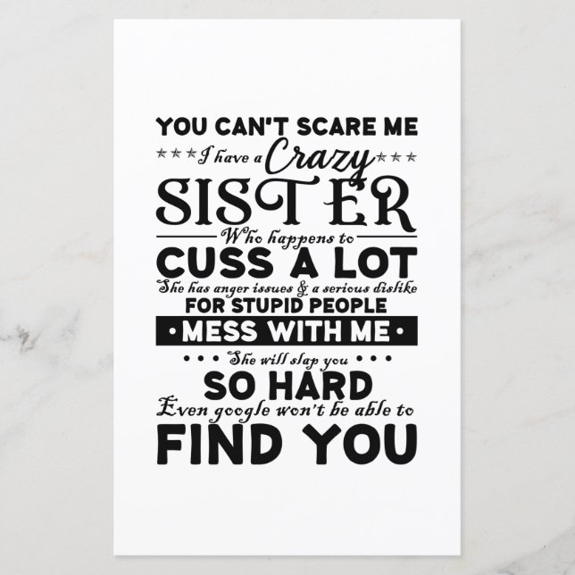 Lámina No Puedes Asustarme, Tengo Una Hermana Loca. (Anverso)