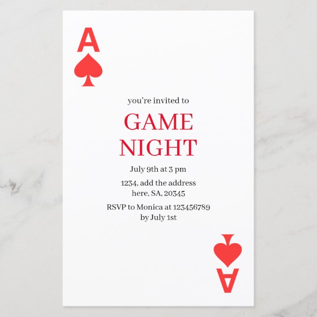 Lámina Noche de juego de cartas de reproducción minimalis (Anverso)