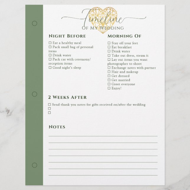 Lámina Noche del planificador de bodas antes de - 2 seman (Anverso)