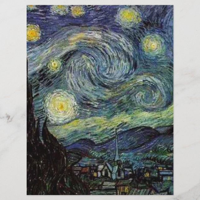 Lámina Noche estrellada de Vincent van Gogh. (Anverso)