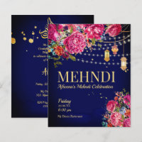 Noche Mehndi Starry luces árabes florales Invita