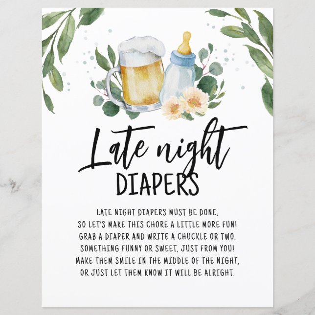 Lámina Noche Tarde Diapers Rótulo Bebé Está Preparando Ve (Anverso)