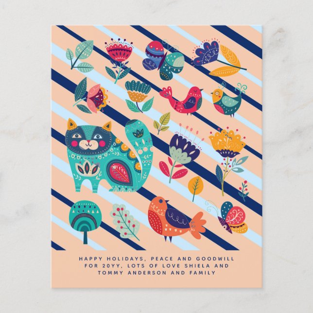 Lámina Nochebuena de arte folclórico escandinavo Carta an (Anverso)