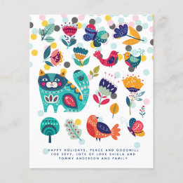 Lámina Nochebuena de arte folclórico escandinavo Carta an