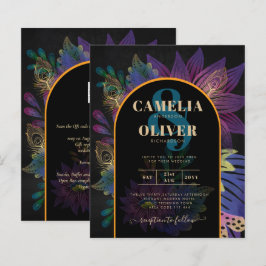 Lámina Noir Peacock Jewel Tones Boda Floral