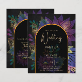 Lámina Noir Peacock Jewel Tones Boda Floral